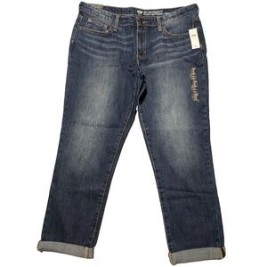 GAP Sexy Boyfriend Fit Cropped Cuffed Dark Indigo Jeans - Women 12/31R NEW